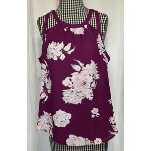 Women’s Candies Floral Raspberry Size L Sleeveless Blouse